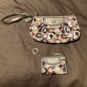 Coach large wristlet and matching coin purse